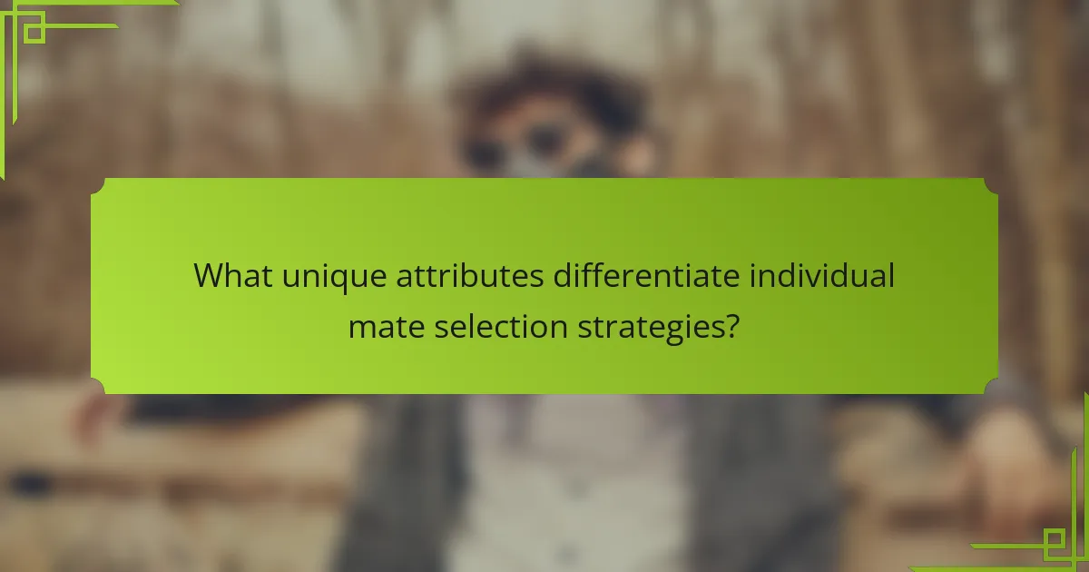 What unique attributes differentiate individual mate selection strategies?