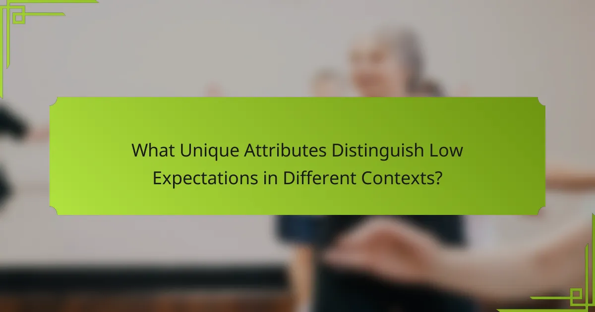 What Unique Attributes Distinguish Low Expectations in Different Contexts?