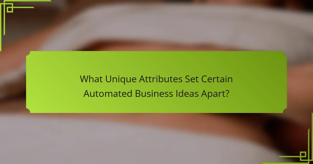 What Unique Attributes Set Certain Automated Business Ideas Apart?